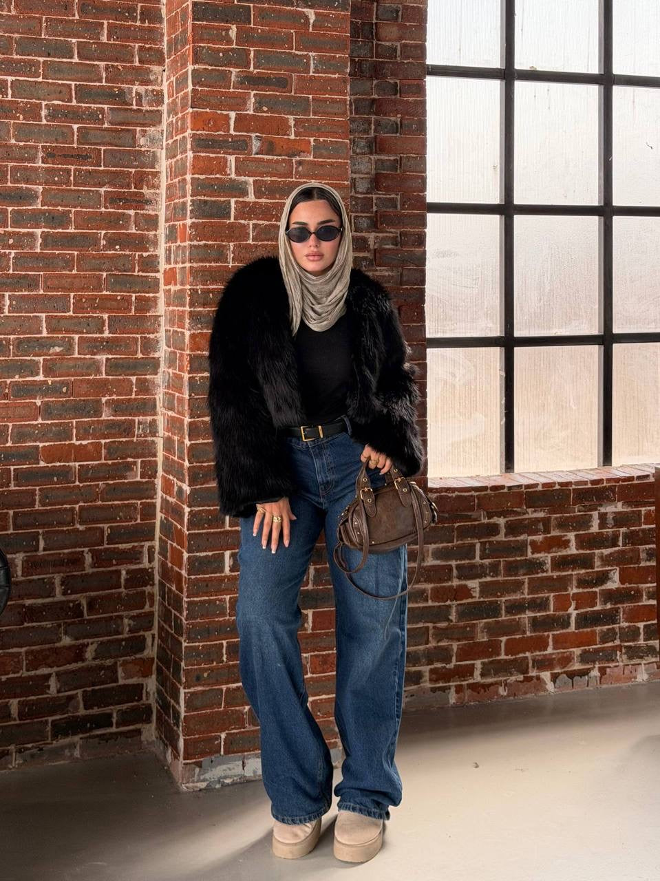 Cropped fur jacket