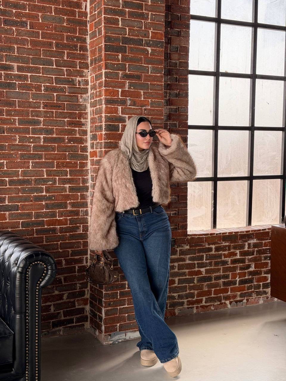 Cropped fur jacket