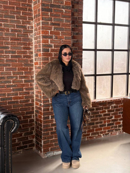 Cropped fur jacket