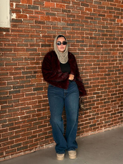 Cropped fur jacket
