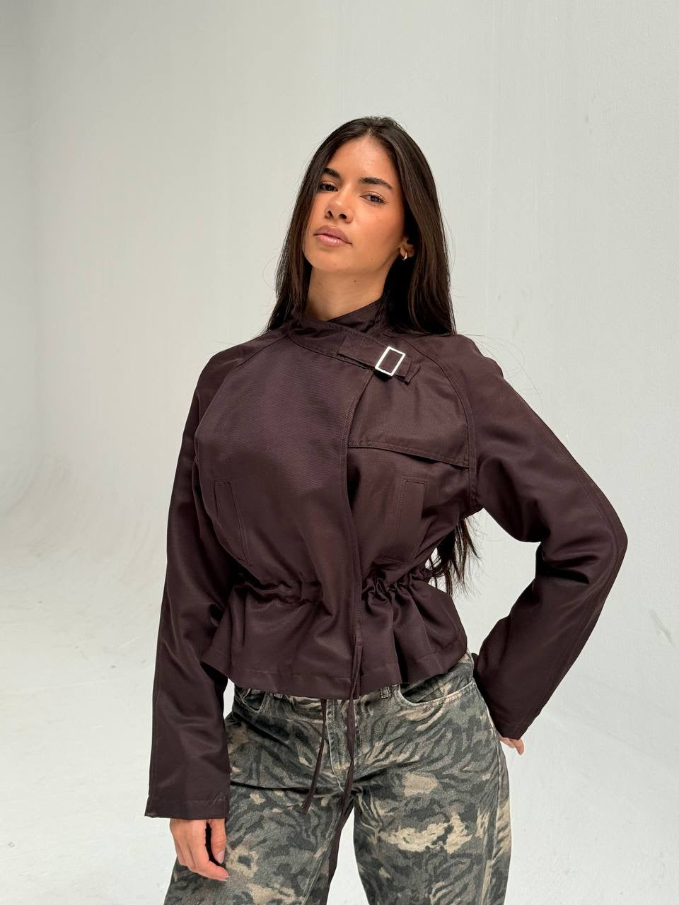 Cropped trench jacket