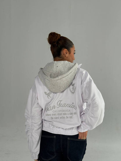 Gabardine hooded jacket