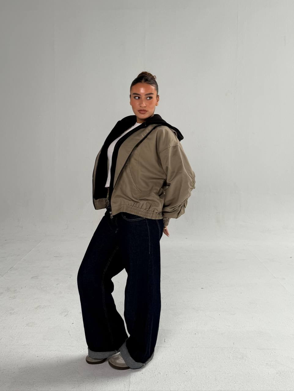 Gabardine hooded jacket
