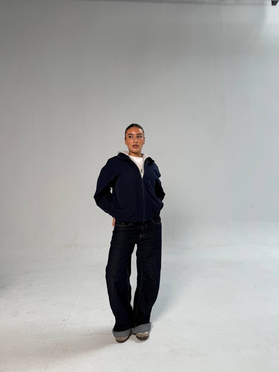 Gabardine hooded jacket