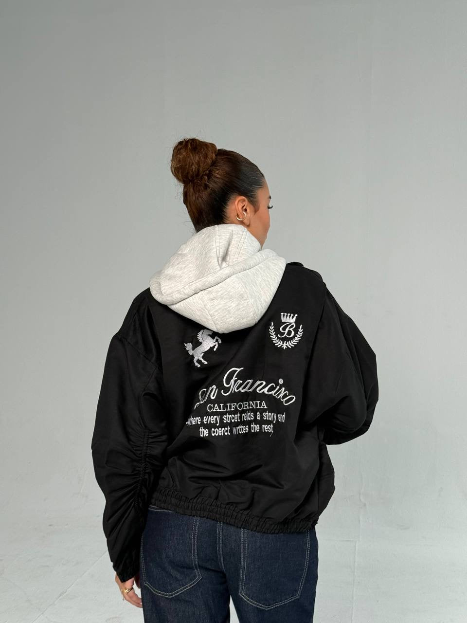 Gabardine hooded jacket